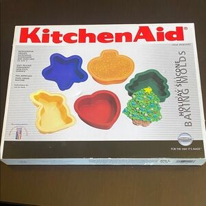 KitchenAid Multicolor Holiday Silicone Baking Molds. Set of 5. Oven Safe.